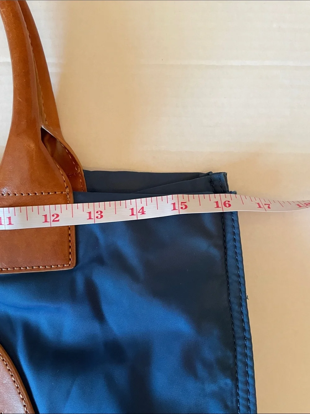 Tory Burch Navy and Cognac Leather Logo Tote